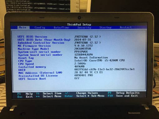 Resetting Lenovo BIOS Settings | Surftec Ltd